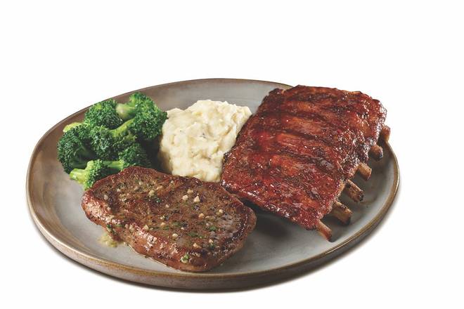 Order Double Meat Combo: 6 oz Ribeye with Ribs food online from Ruby Tuesday store, Pottsville on bringmethat.com