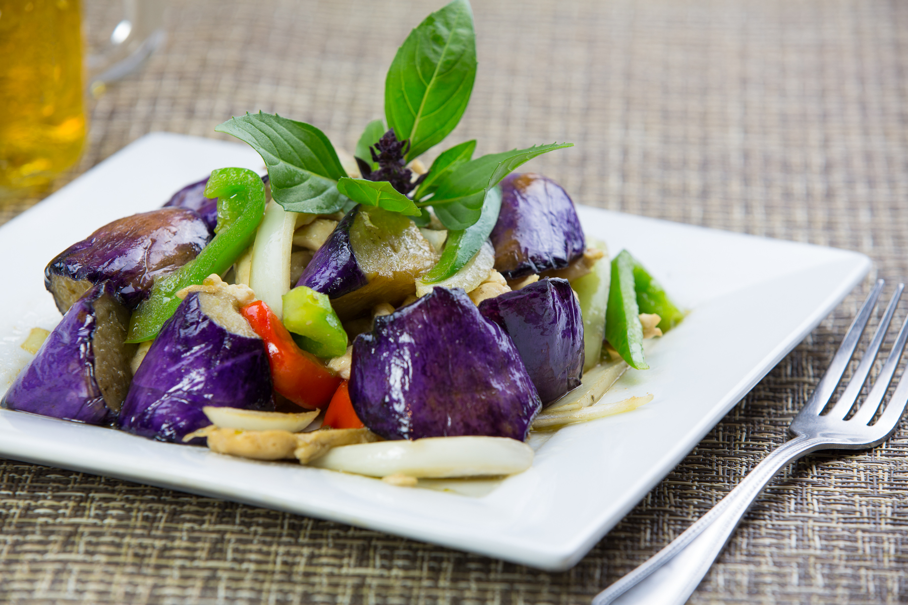 Order 60. Spicy Eggplant food online from Aromathai Vegan Restaurant store, Santa Clarita on bringmethat.com
