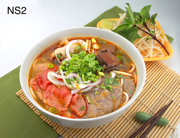 Order NS2. Spicy Beef Noodle Soup food online from So Pho So Good store, San Francisco on bringmethat.com