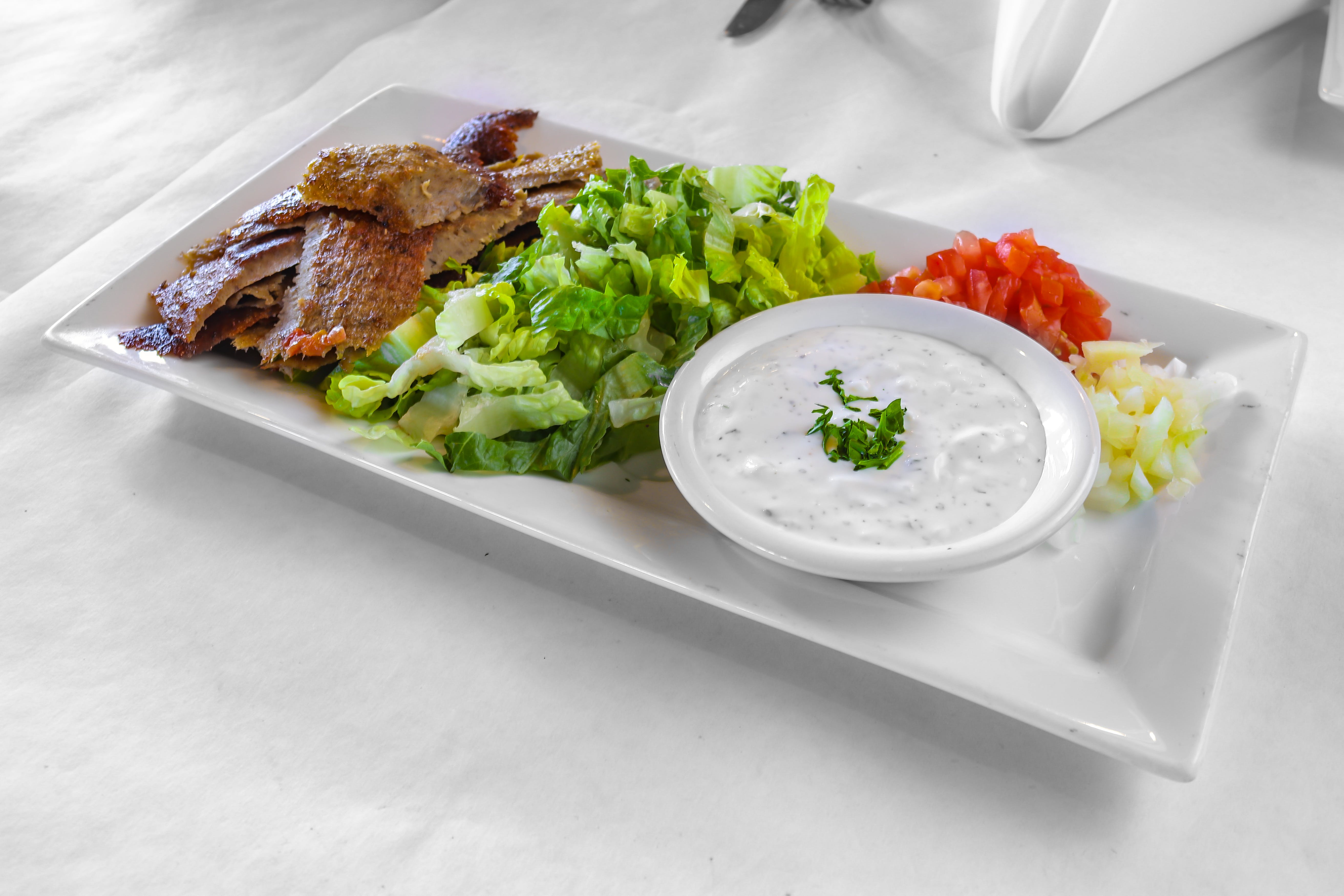 Order Gyros Platter - Platter food online from Santorini Restaurant store, Danville on bringmethat.com