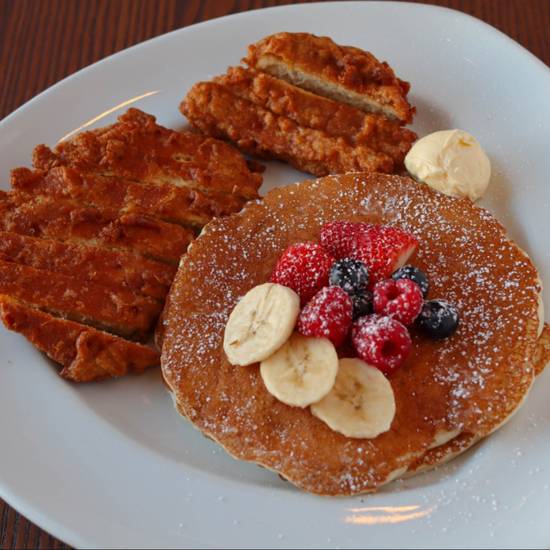 Order Chicken & Pancakes (All Day Breakfast) food online from Green Leaves Vegan store, Los Angeles on bringmethat.com