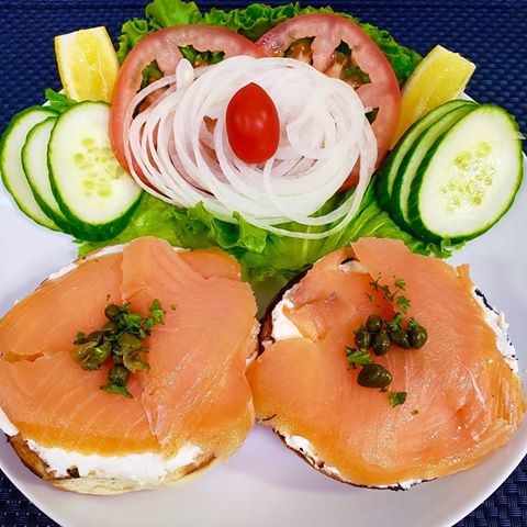 Order Lox and Bagel with cream cheese food online from Neli's catering restaurant store, Los Angeles on bringmethat.com