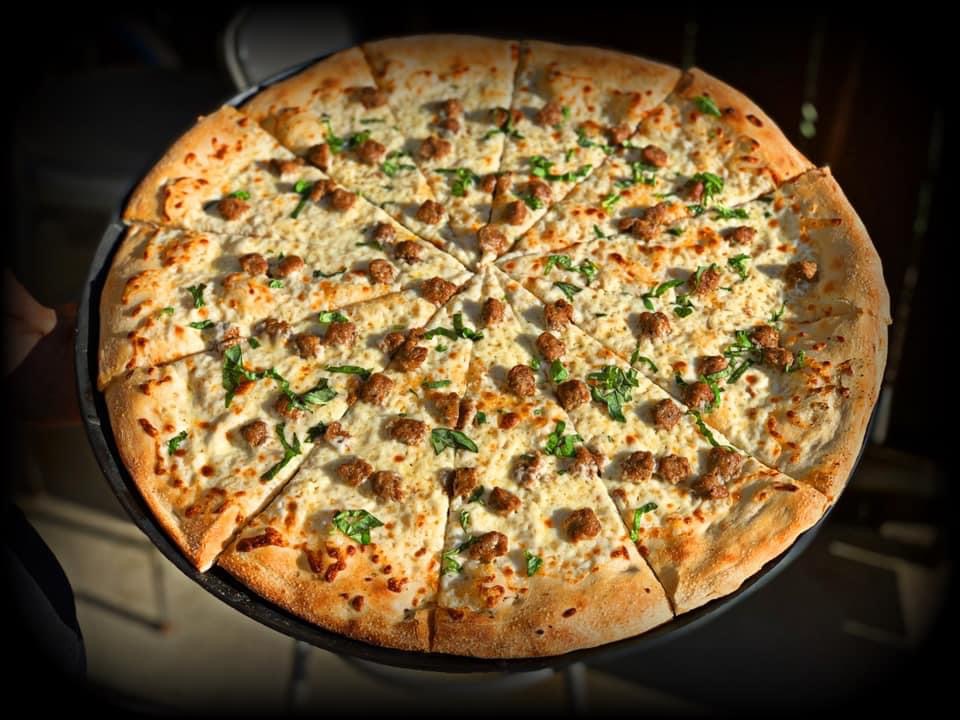 Order White Pizza food online from Sunset Wings! store, Huntington Beach on bringmethat.com