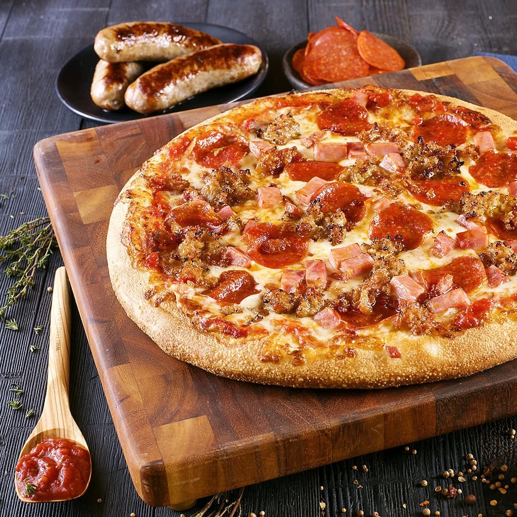 Order Meat Lover's Pizza - Medium 12" (6 Slices) food online from Pats Select Pizza | Grill store, Gloucester on bringmethat.com