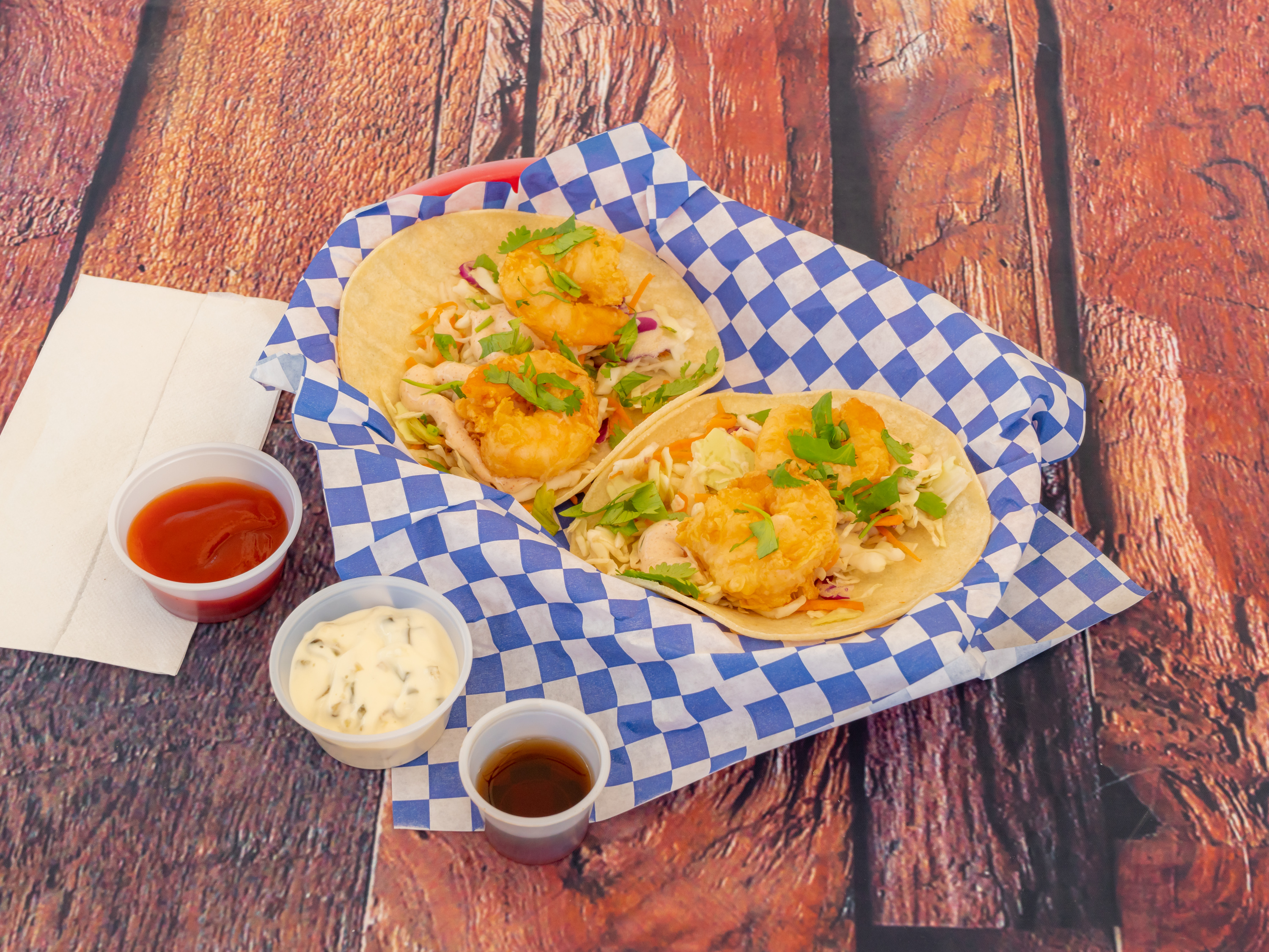 Order Baja Shrimp Tacos food online from The Codmother Fish & Chips store, San Francisco on bringmethat.com