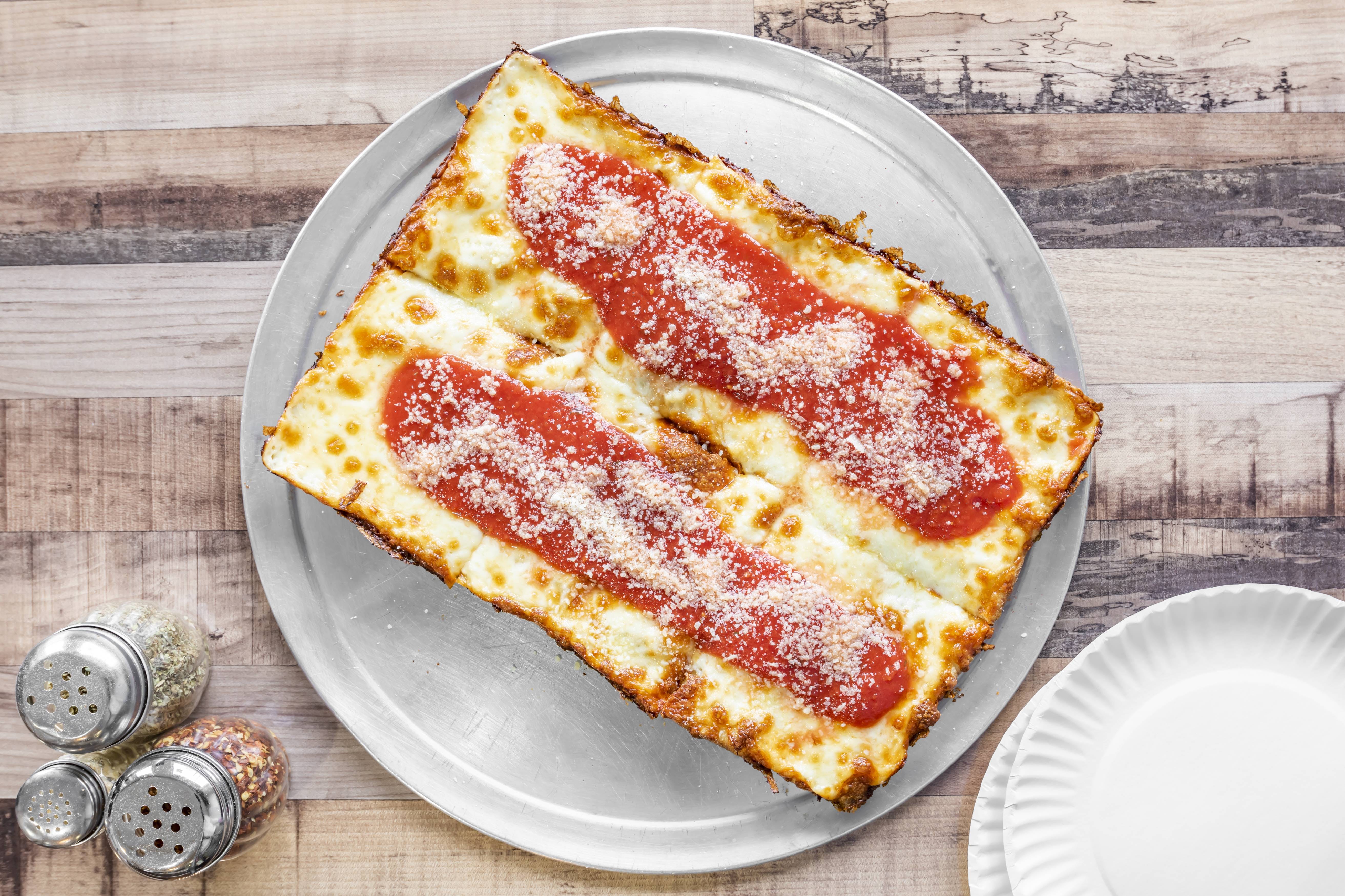Order Detroit Style Cheese Pizza - Pizza food online from Pasquales Pizzeria store, Wall Township on bringmethat.com