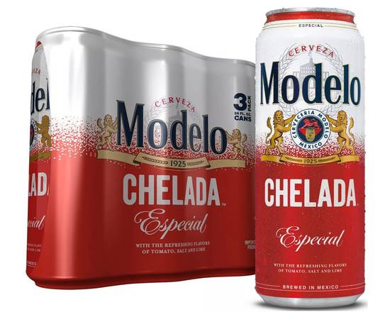 Order Modelo Chelada 3 Pack 24oz Cans food online from Extra Mile 2047 store, Fairfield on bringmethat.com