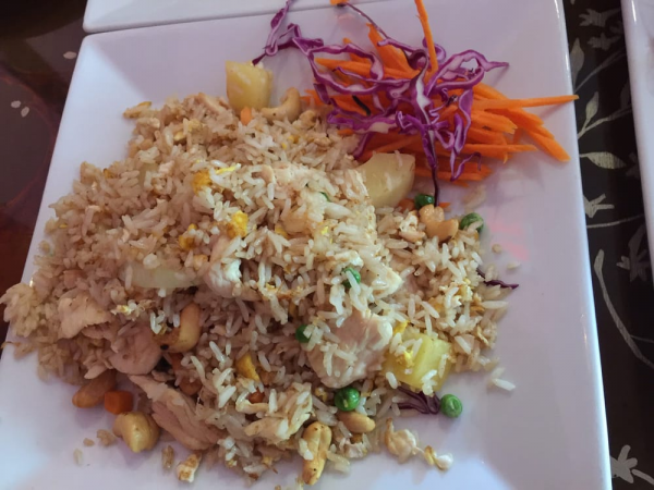 Order R3. Pineapple Fried Rice food online from Red Basil Thai Cuisine store, Rutherford on bringmethat.com