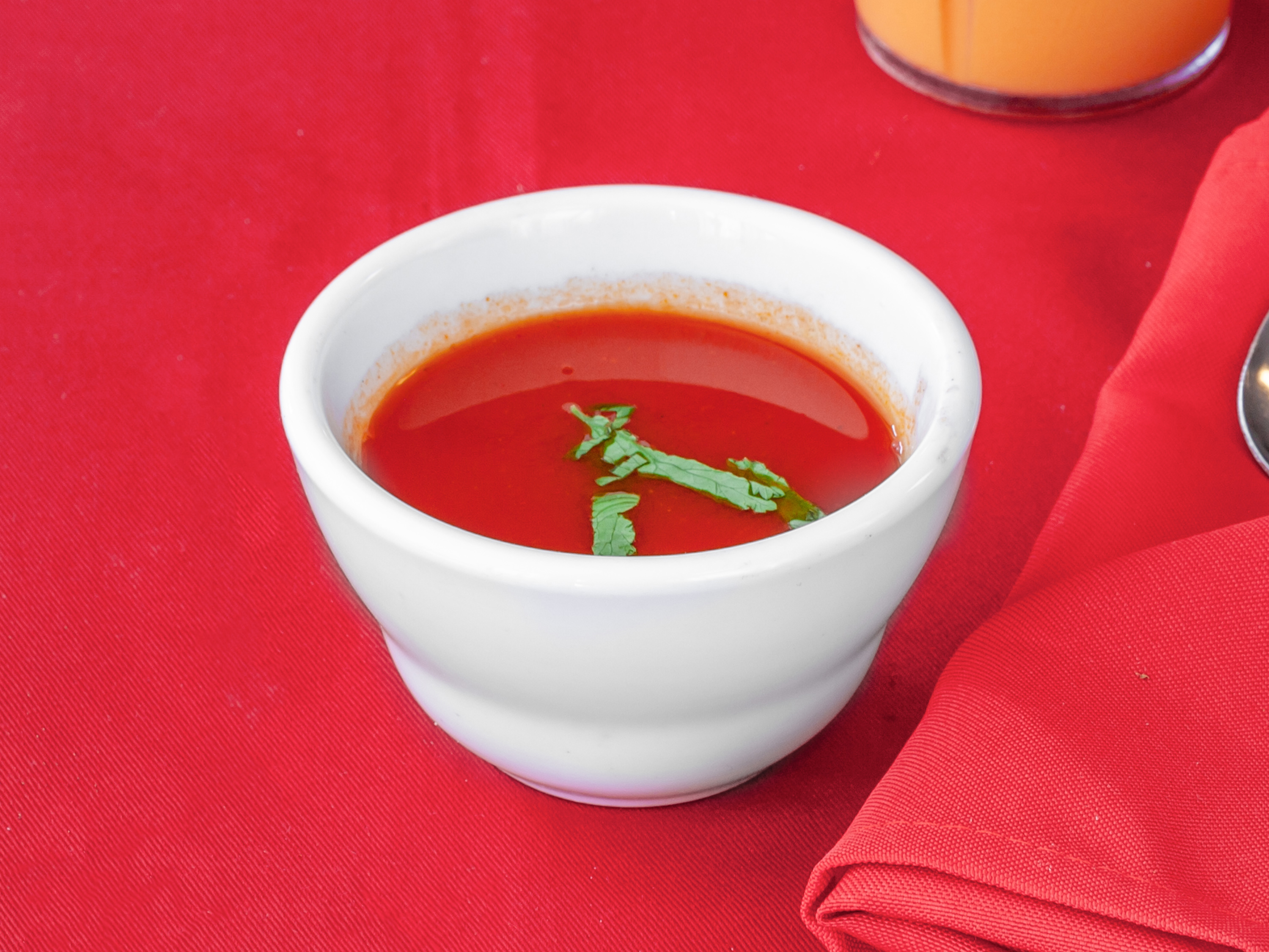 Order 17. Tomato Soup food online from Ambar Indian Restaurant store, Champaign on bringmethat.com