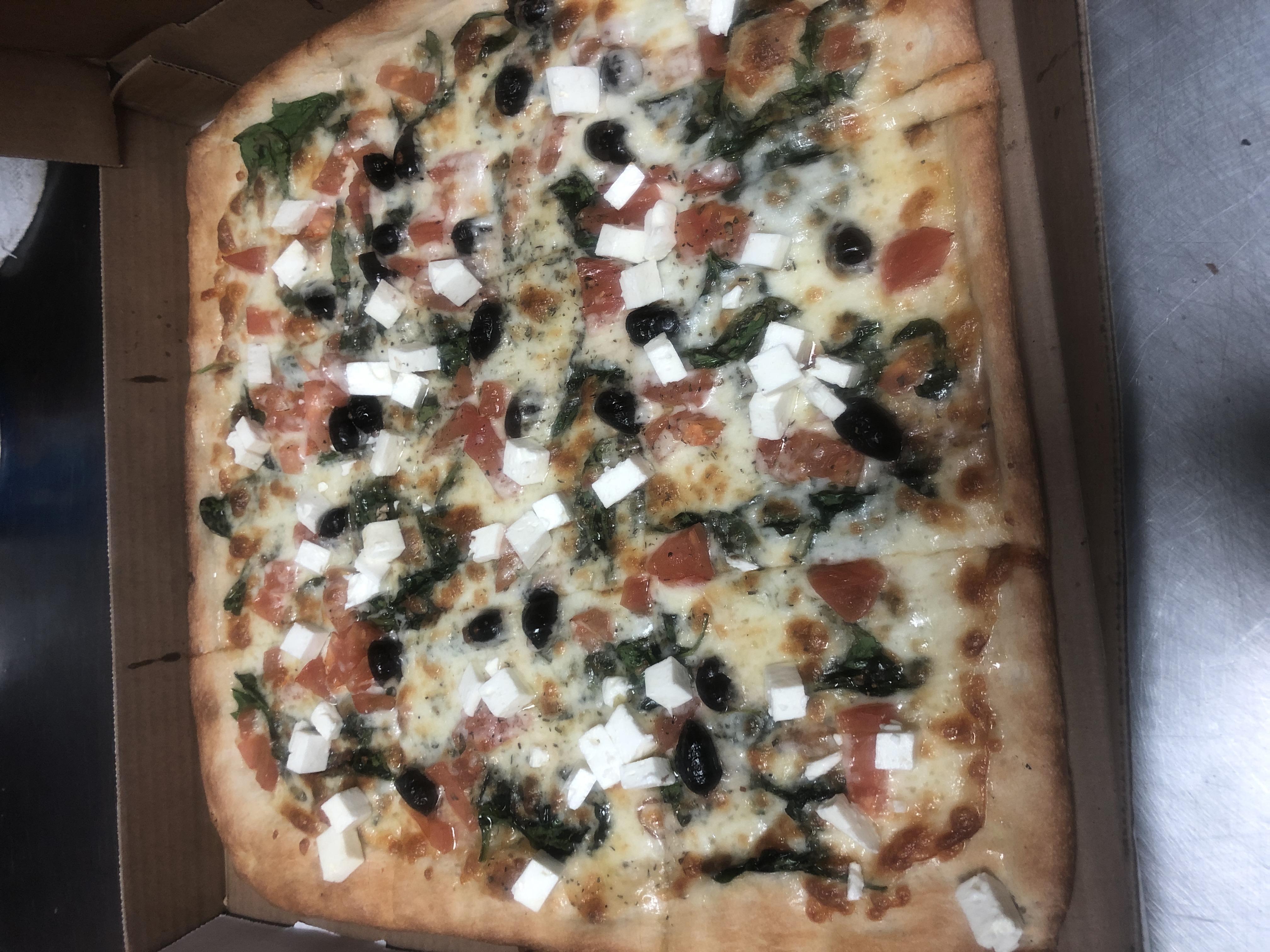 Order 12. Greek Style Pizza food online from Tonitos Pizza store, West Chester on bringmethat.com