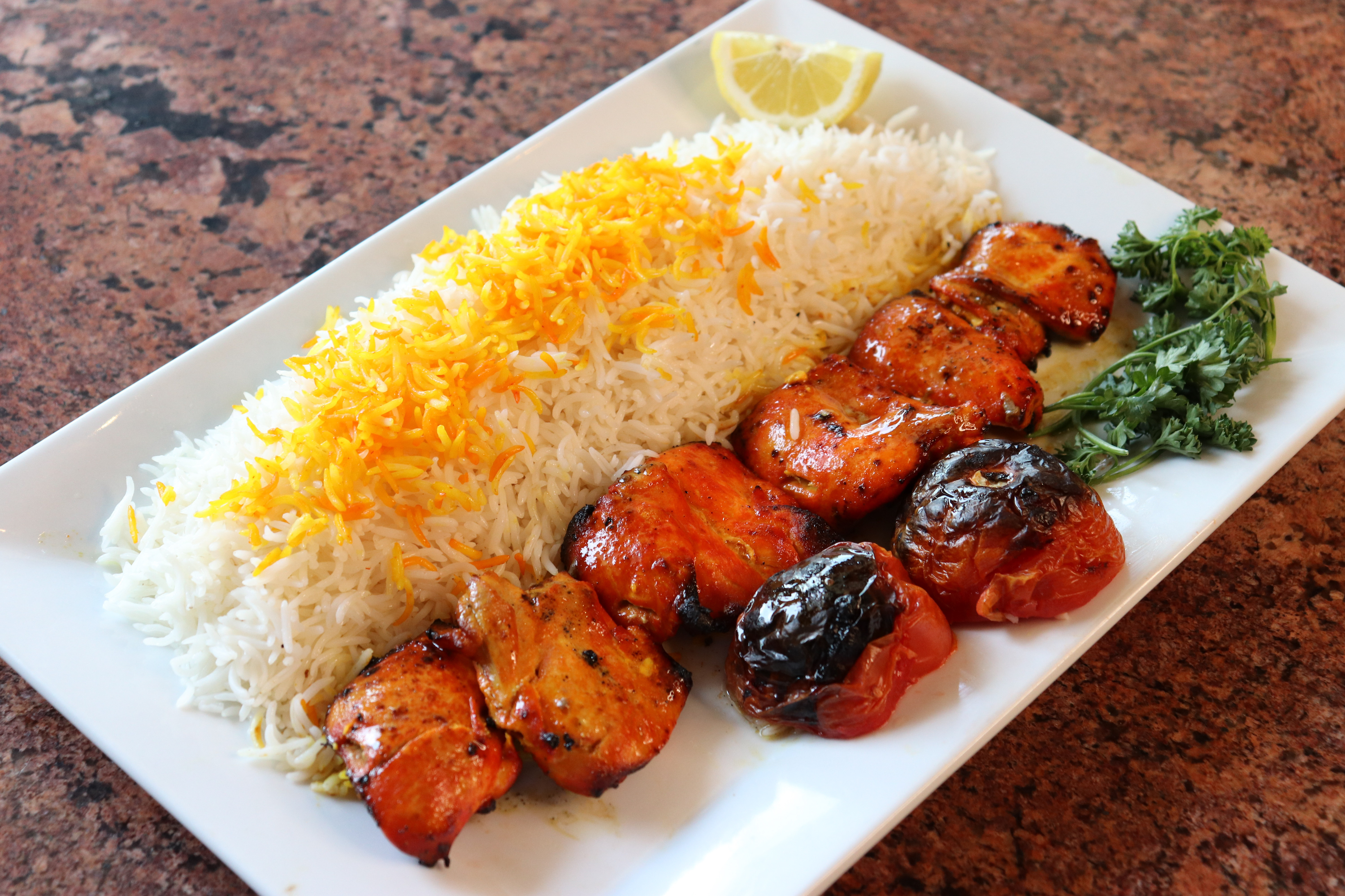 Order Chicken Thigh Kabob  food online from Famous Kabob store, Sacramento on bringmethat.com