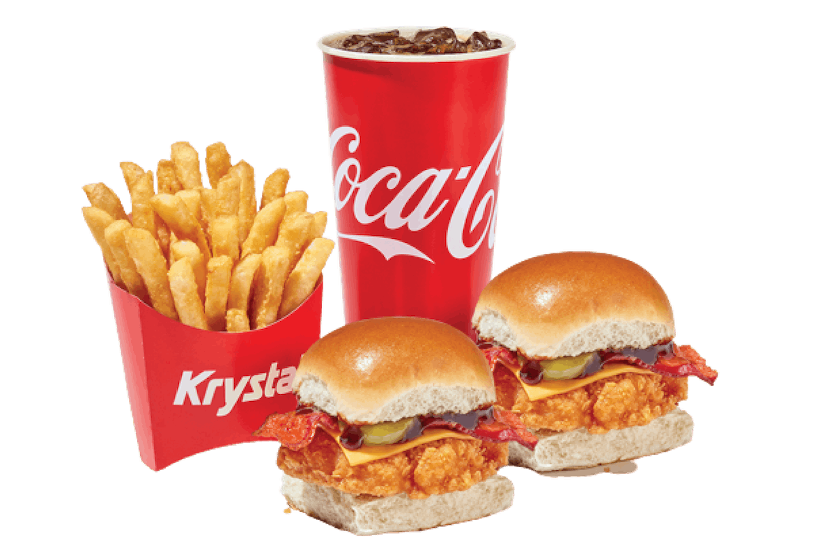 Order PIMENTO CHEESE OR BBQ BACON & CHEESE CHIK® COMBO food online from Krystal store, Vestavia Hills on bringmethat.com