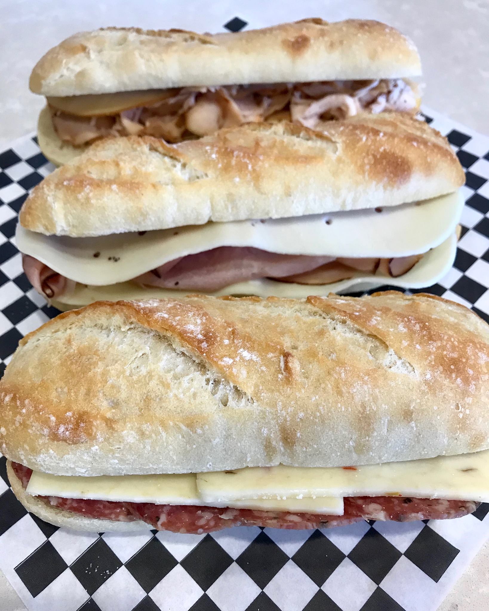 Order Ham and Baby Swiss Baguette food online from Sequoia On The Go store, Bakersfield on bringmethat.com