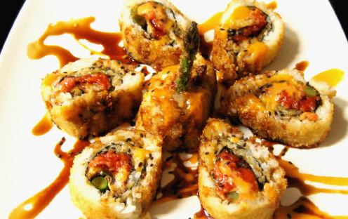 Order Dynamite Roll food online from Kino Sushi store, Los Angeles on bringmethat.com