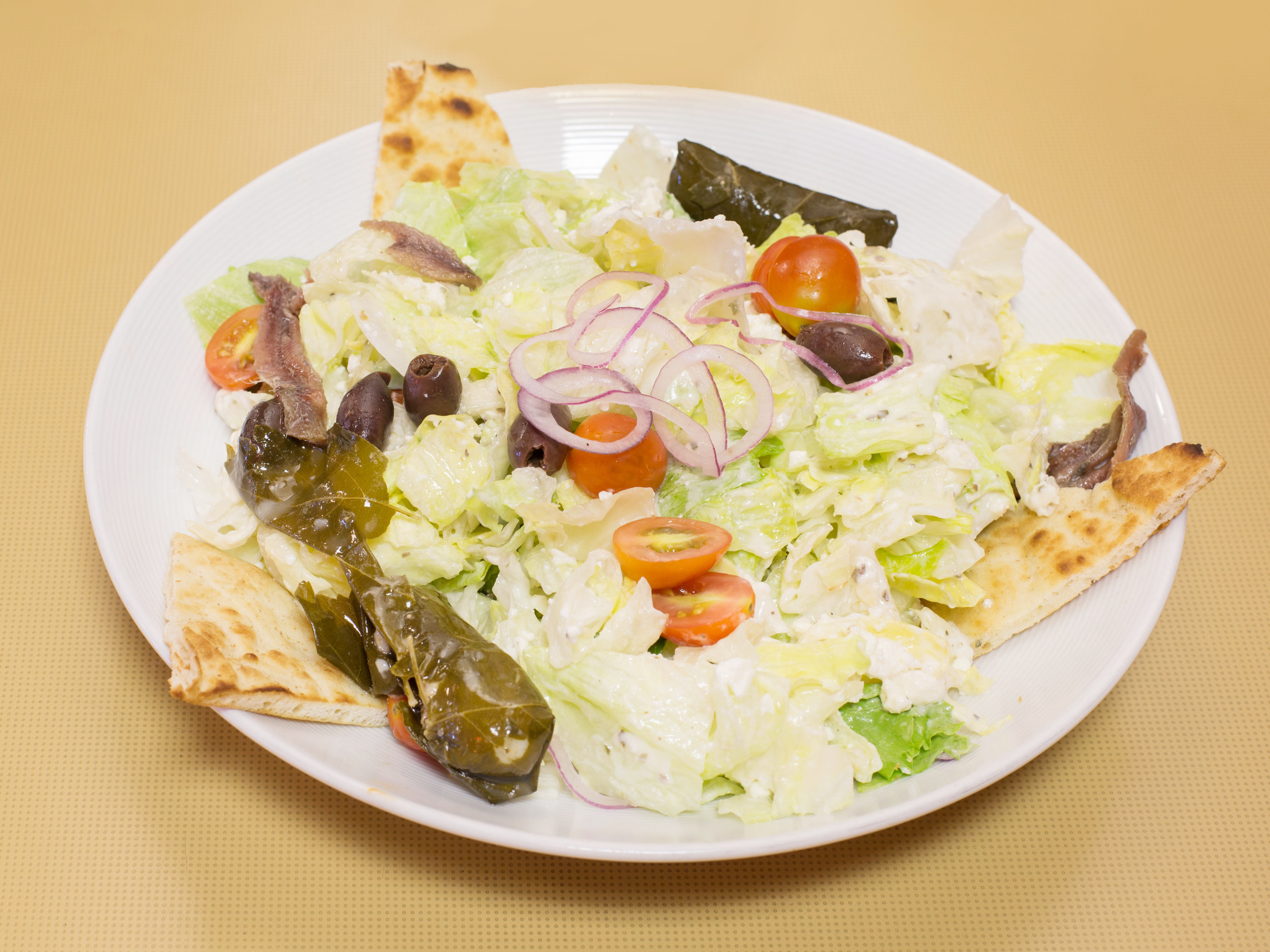 Order Greek Salad food online from Mannys Preakness Diner store, Wayne on bringmethat.com