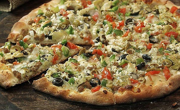 Order Greek Pizza food online from Sicily Pizza & Pasta store, Houston on bringmethat.com