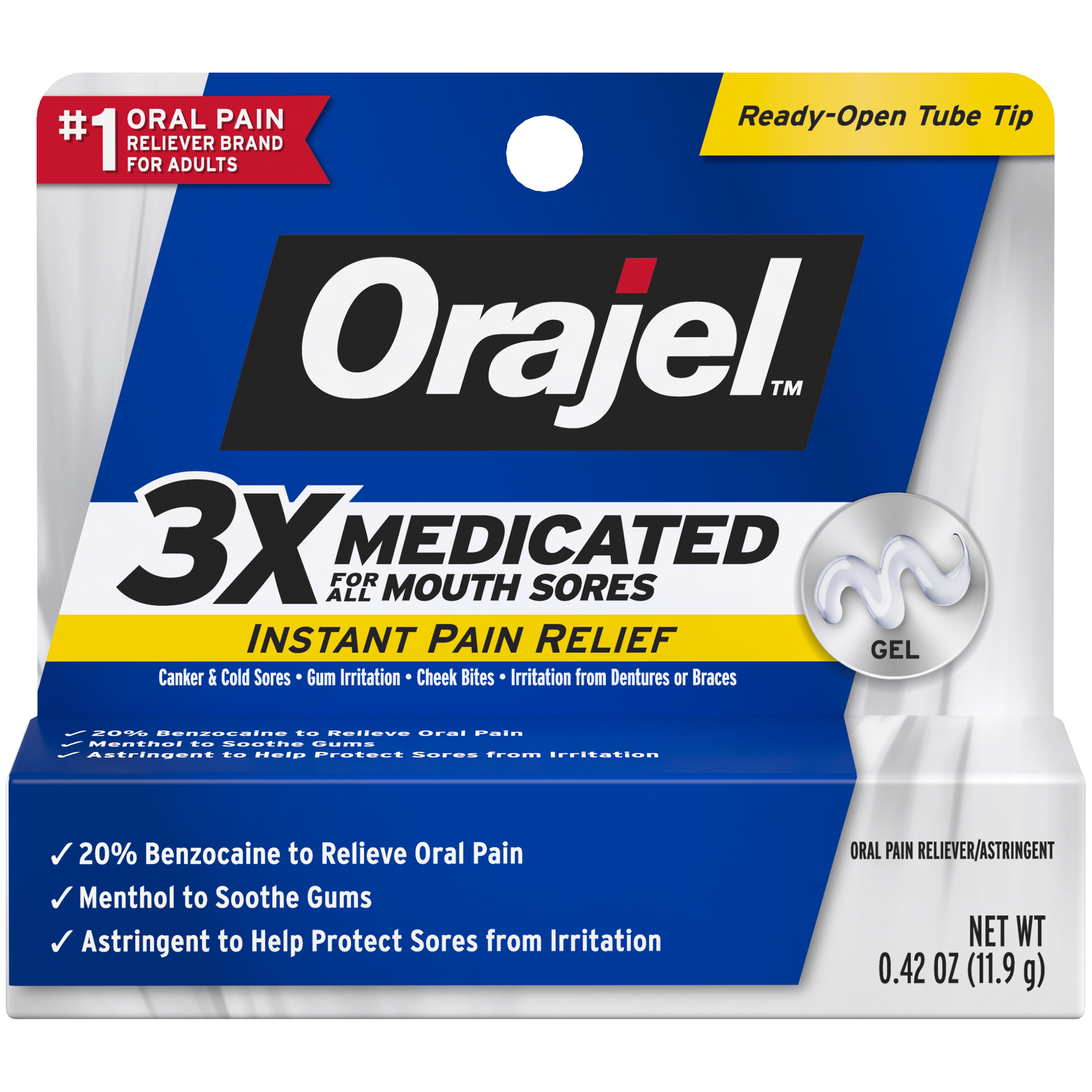 Order Orajel Mouth Sore Medicine Gel, Maximum Strength - 0.33 oz food online from Rite Aid store, MILLER PLACE on bringmethat.com