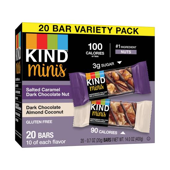 Order Kind Minis, 20 CT, Caramel Dark Choc Nut & Dark Chocolate Almond Coconut food online from Cvs store, SPANISH FORT on bringmethat.com