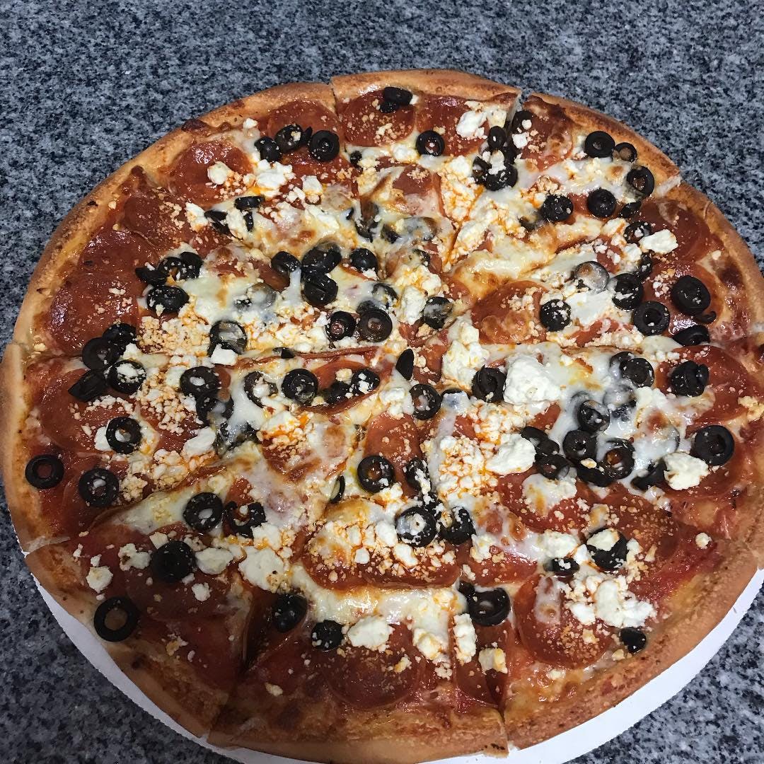 Order Pizza with Three Toppings - Small 10" food online from Teddy Old Lyme Pizza Palace store, Old Lyme on bringmethat.com
