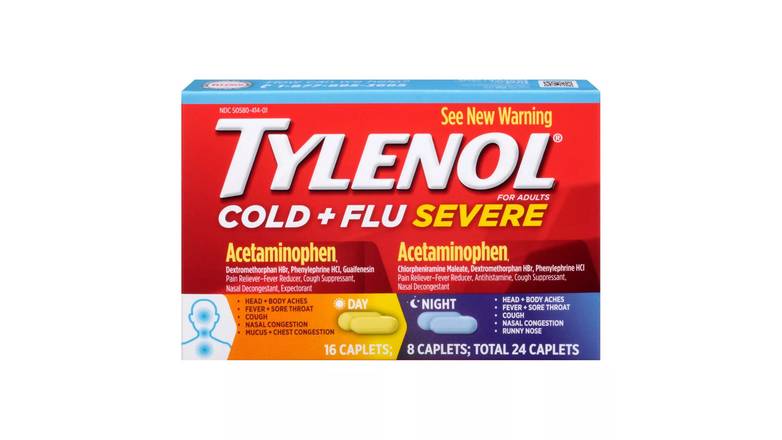 Order Tylenol Severe Cold & Flu Day & Night Caplets - 24 Count food online from Route 7 Food Mart store, Norwalk on bringmethat.com
