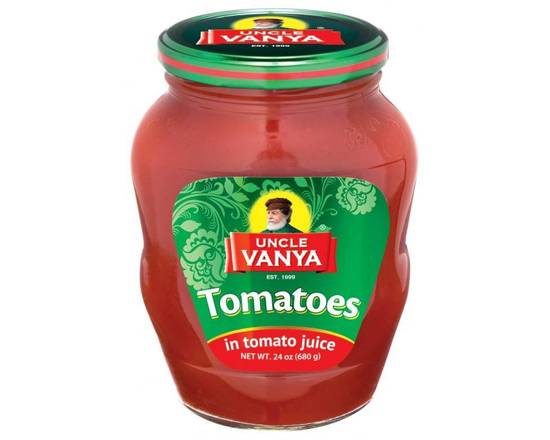 Order Uncle Vanya Tomatoes In Tomato Juice (24 Oz) food online from Nohadra Grocery store, Chicago on bringmethat.com
