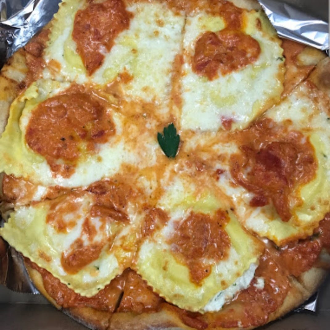 Order Ravioli Pizza - Personal 10" (6 Slices) food online from Verona Pizza & Italian Cuisine store, The Bronx on bringmethat.com