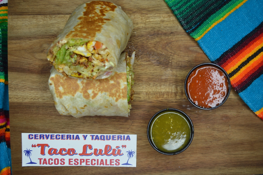 Order "Chorizo and Egg" Ground Pork with Egg Burrito food online from Taco Lulu store, Chicago on bringmethat.com