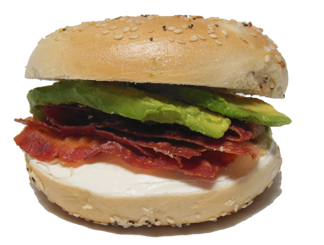 Order Bacon and Avocado Bagel Sandwich food online from Bay Area Bagels store, Burlingame on bringmethat.com