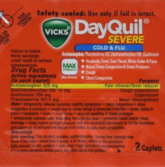 Order DayQuil Severe Single Serving food online from IV Deli Mart store, Goleta on bringmethat.com