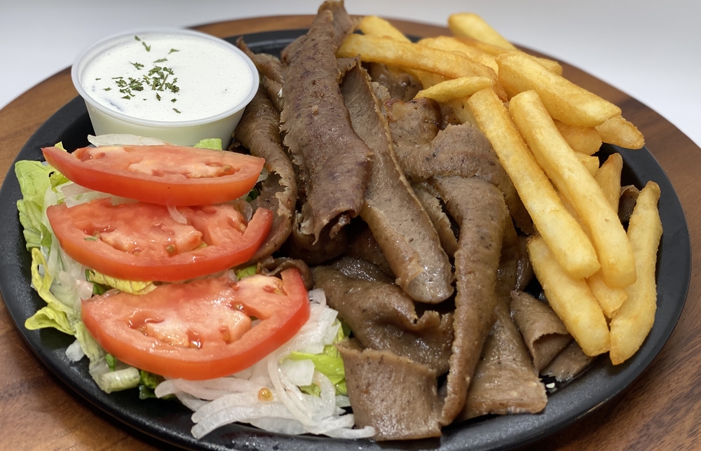 Order Gyros Plate food online from Evan's store, Des Plaines on bringmethat.com