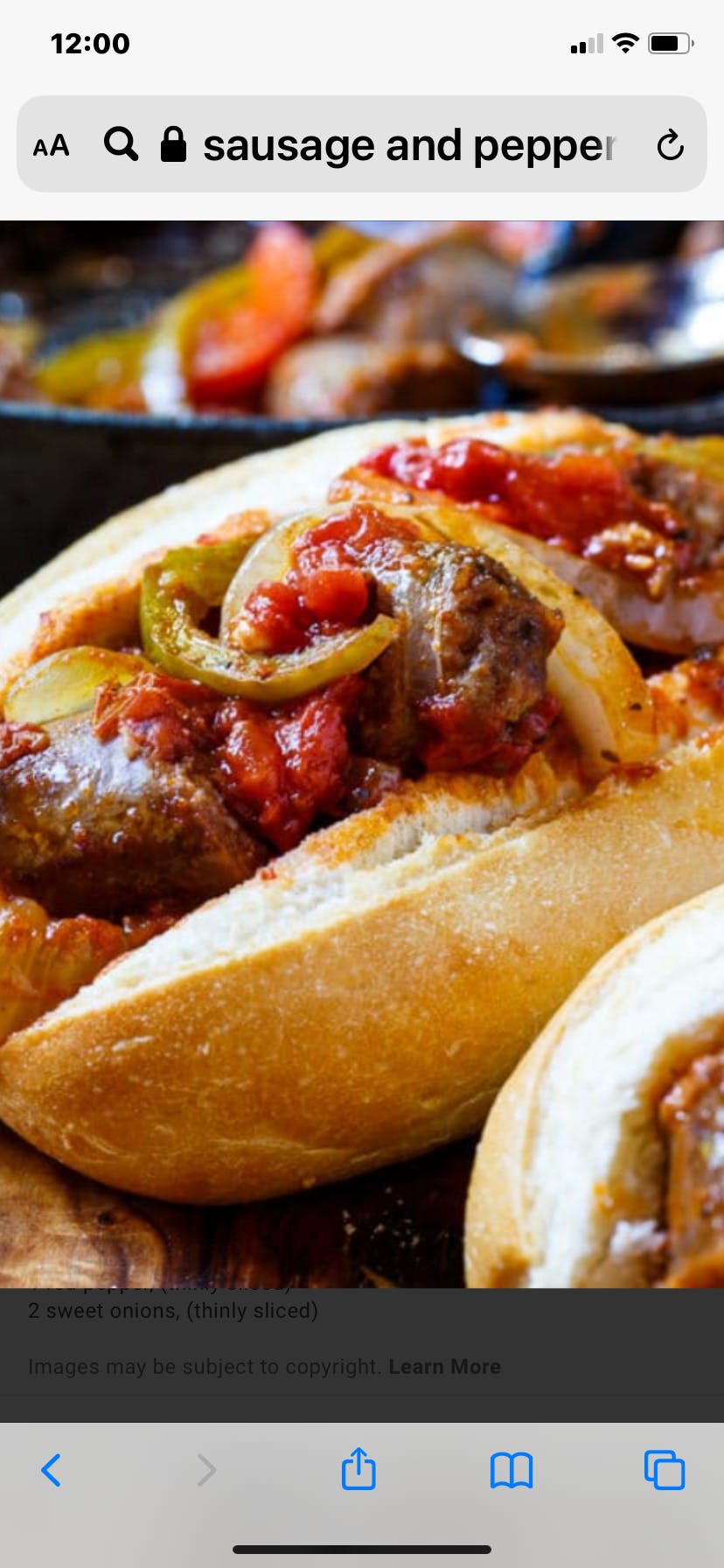 Order Sausage & Peppers Sandwich - 10" food online from Il Forno store, Branchburg on bringmethat.com