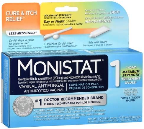 Order MONISTAT 1 Vaginal Antifungal Combination Pack Day or Night food online from Scripx Pharmacy store, Plano on bringmethat.com