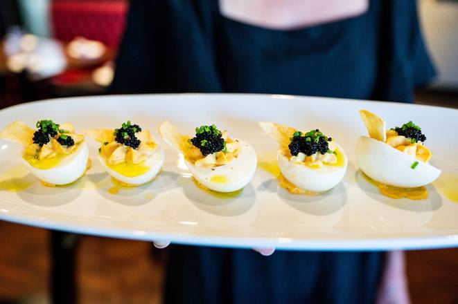 Order Truffle Deviled Eggs food online from The League Kitchen & Tavern store, Austin on bringmethat.com