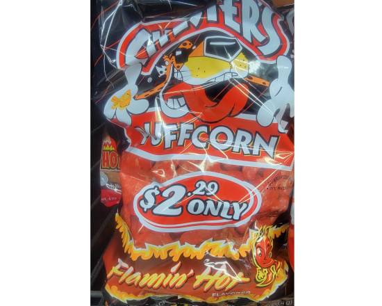 Order Chester's puffcorn flamin hot (large) food online from Hub Market & Deli store, San Diego on bringmethat.com