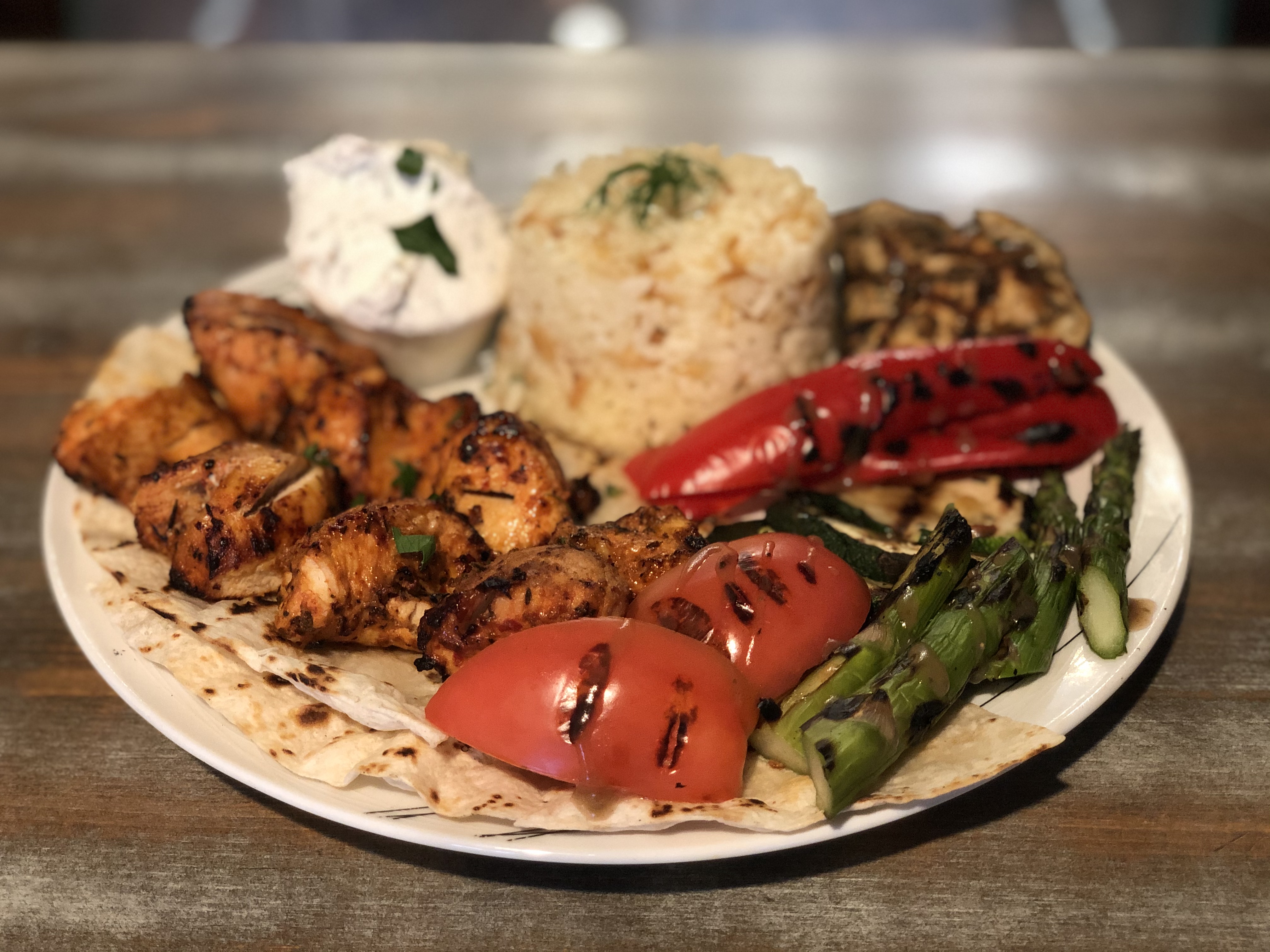 Order Chicken Shish Kebab food online from Laila Mediterranean Cafe & Grill store, West New York on bringmethat.com