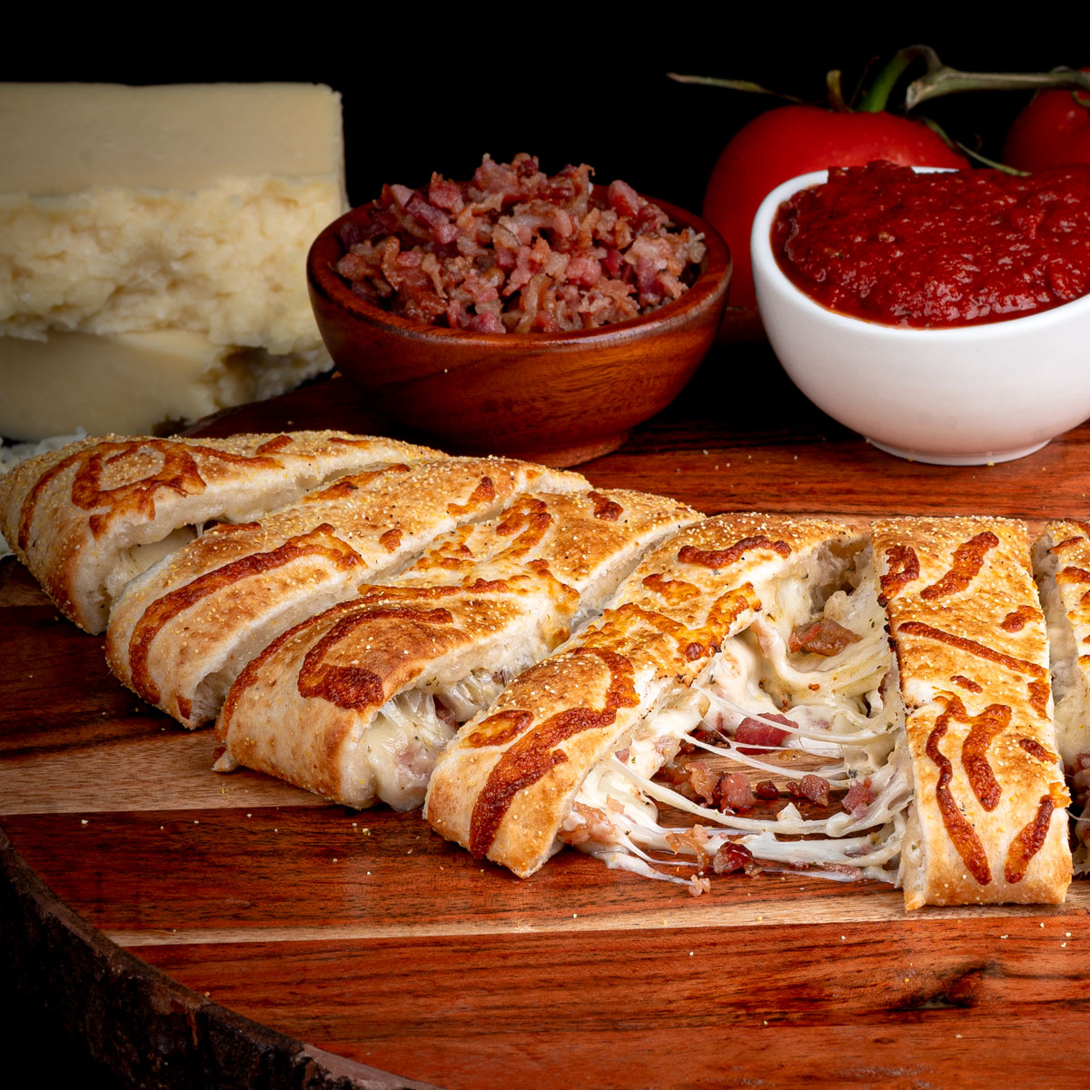 Order 2. Bacon Stuffed Cheezy Bread food online from Calzone store, Davis on bringmethat.com