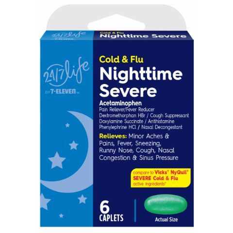 Order 24/ 7 Life Cold & Flu Nighttime 6 Count food online from 7-Eleven store, Norfolk on bringmethat.com