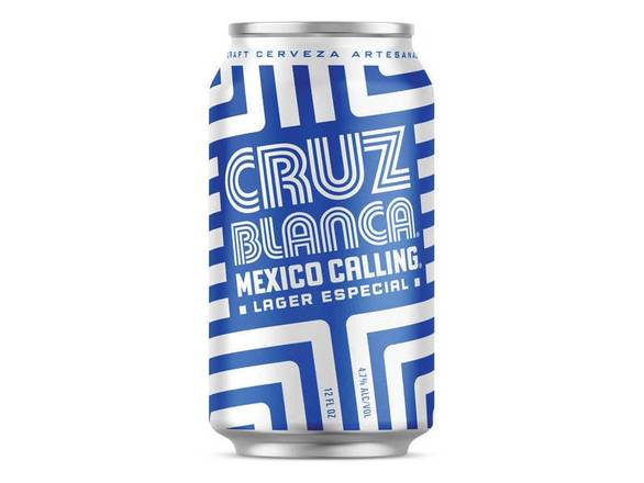 Order Cruz Blanca Mexico Calling Lager Especial - 6x 12oz Cans food online from Garfield's Beverage Warehouse store, Chicago on bringmethat.com