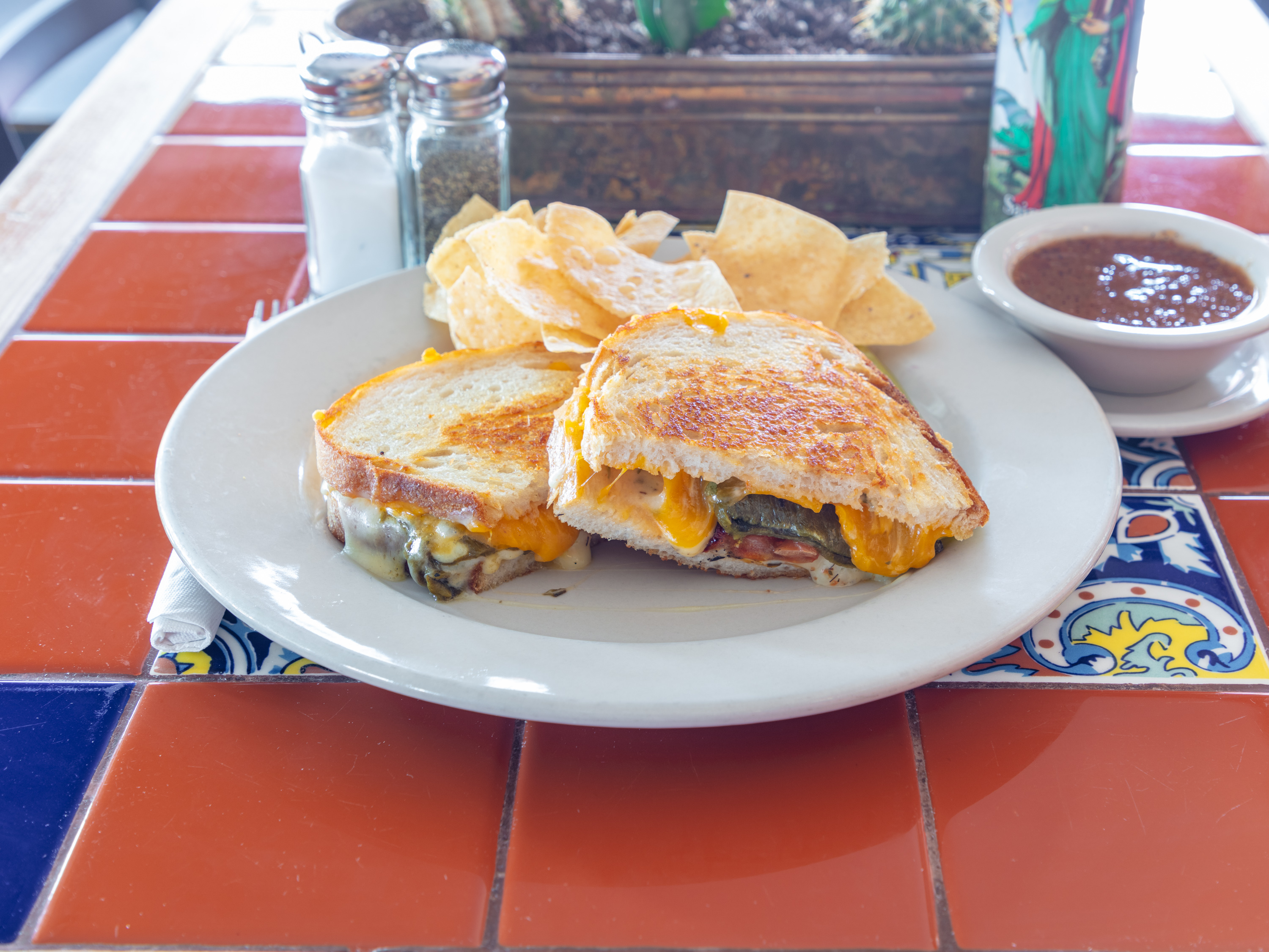 Order Grilled Cheese with Roasted Green Chiles food online from Allgood Cafe store, Dallas on bringmethat.com