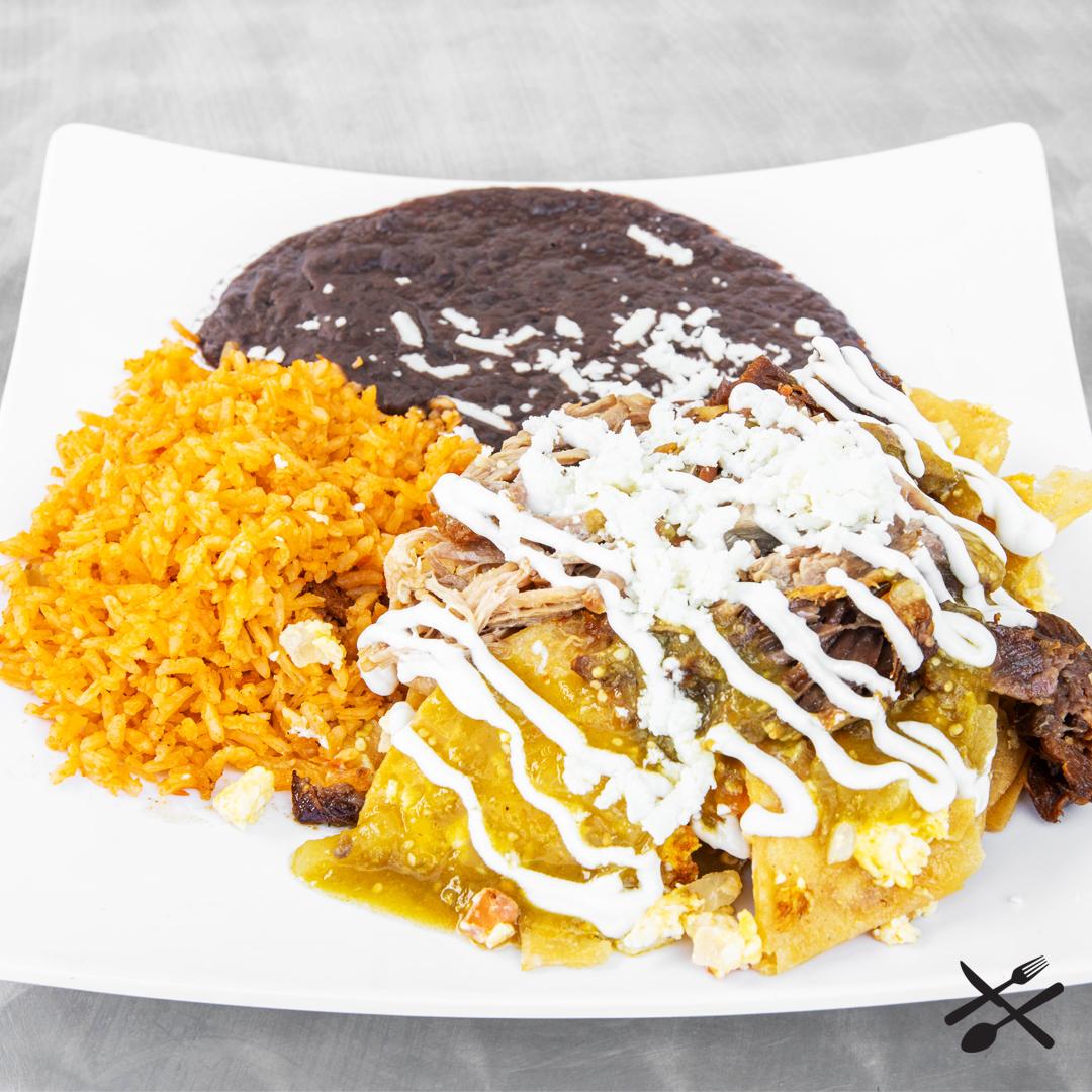 Order Carnitas Chilaquiles food online from Spanglish Kitchen store, Alhambra on bringmethat.com