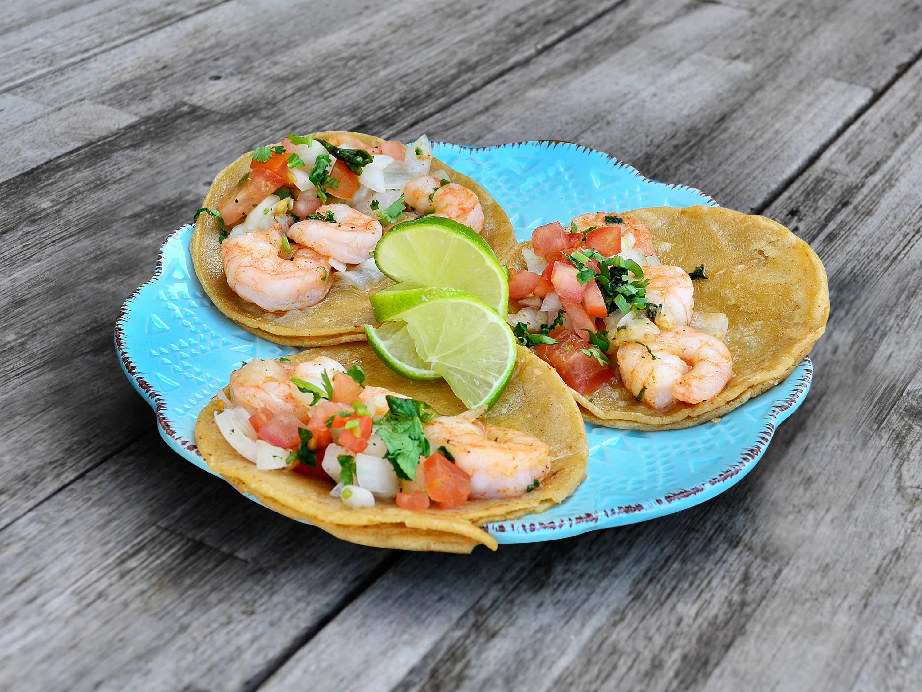 Order 3 Tequila-Lime Shrimp Tacos food online from Tortas Jalisco store, Lawrence on bringmethat.com