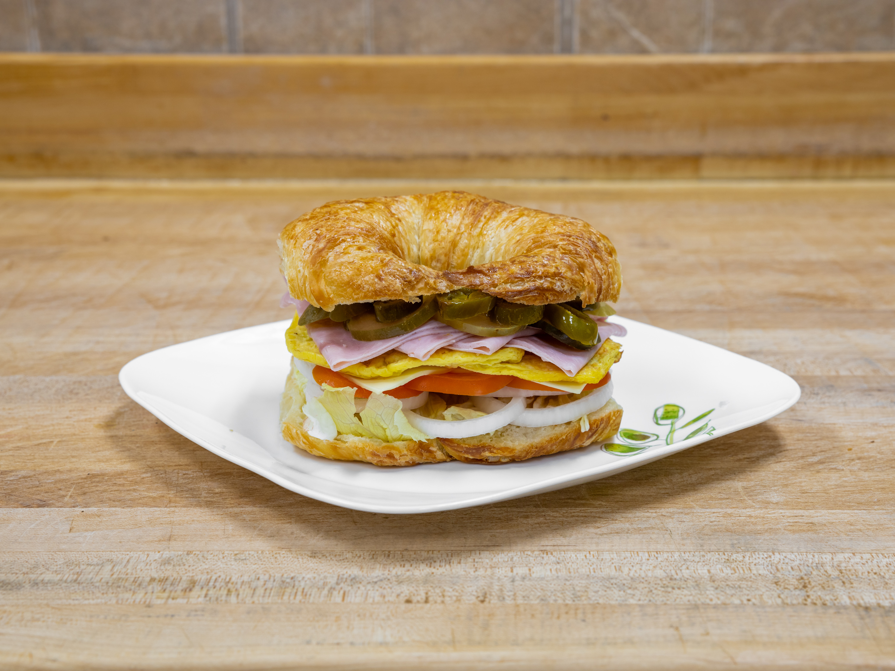 Order L-6 Bacon & Ham & Cheese Croissant food online from K-Inn Donuts store, Paramount on bringmethat.com