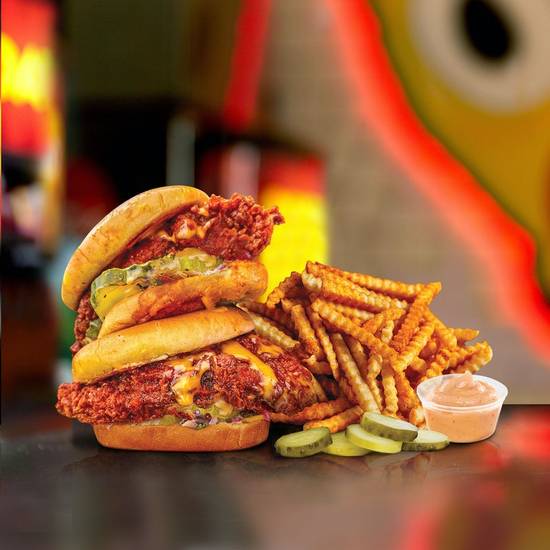 Order Dave's #2:     2 Sliders w/ Fries food online from Dave's Hot Chicken store, Palm Desert on bringmethat.com