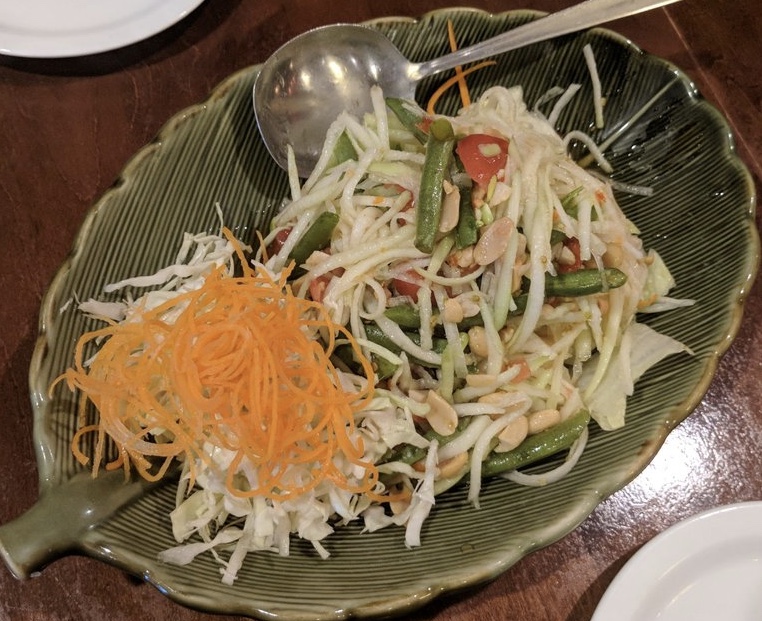 Order SL2. SOM TUM (Green Papaya Salad) food online from Bangkok Orchid Thai Restaurant store, Irving on bringmethat.com