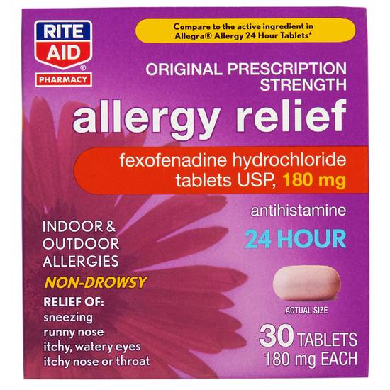 Order Rite Aid Fexofenadine Allergy Relief 180 mg (30 ct) food online from Rite Aid store, MILFORD on bringmethat.com