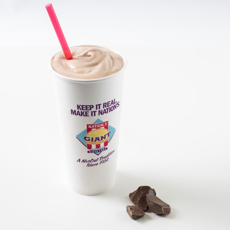 Order CHOCOLATE SHAKE food online from Nation's Giant Hamburgers store, El Cerrito on bringmethat.com