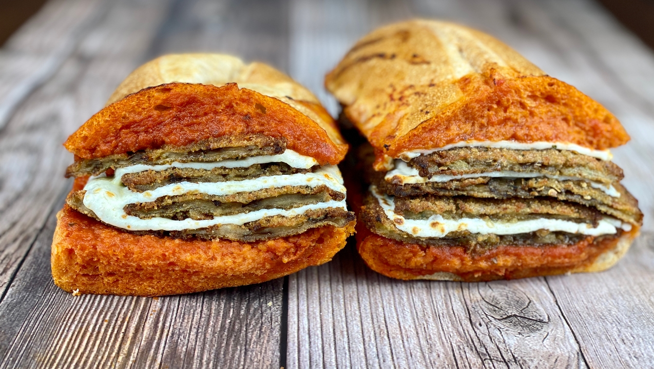 Order Eggplant Parmigiana Sub Sandwich food online from Mike's Pizza store, Parlin on bringmethat.com