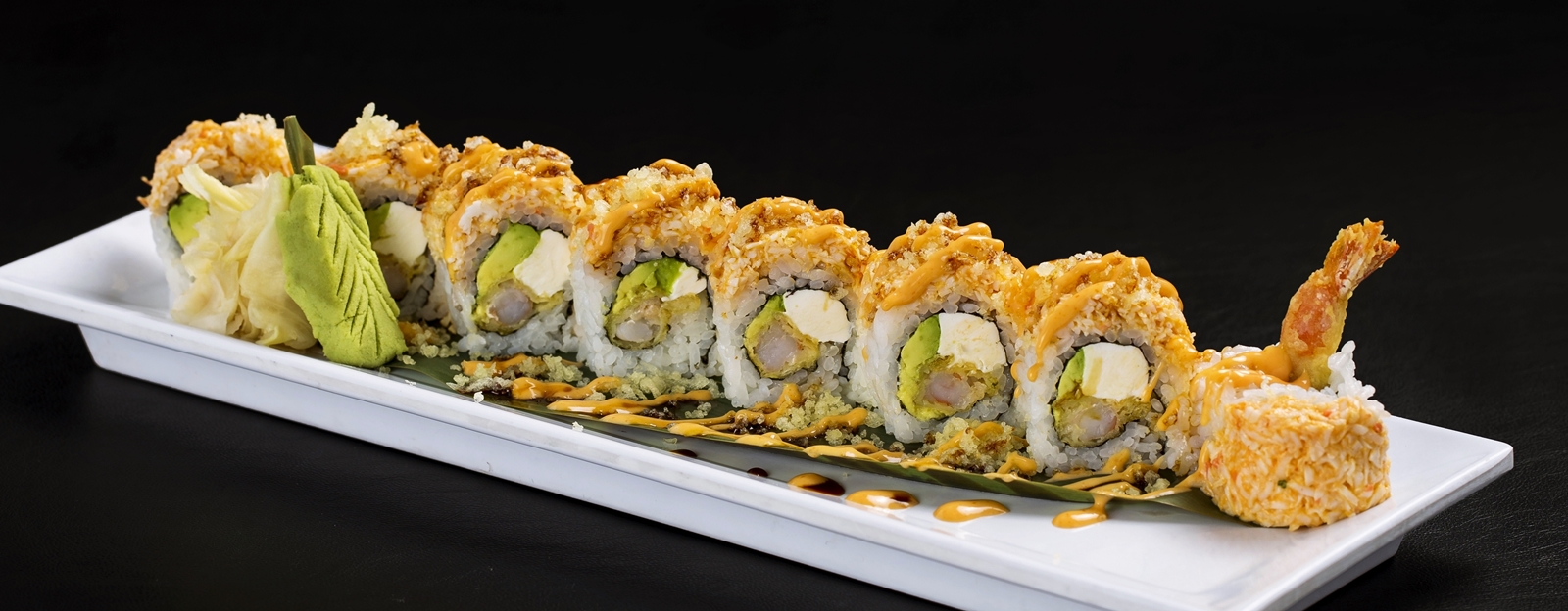 Order Golden Tiger Roll food online from PB Sushi store, San Diego on bringmethat.com