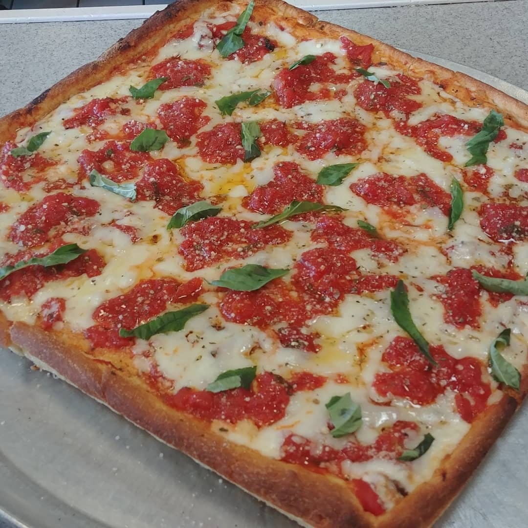 Order Sicilian Original Tomato Pie - Pizza food online from Yordana Pizza Ii store, Fairless Hills on bringmethat.com