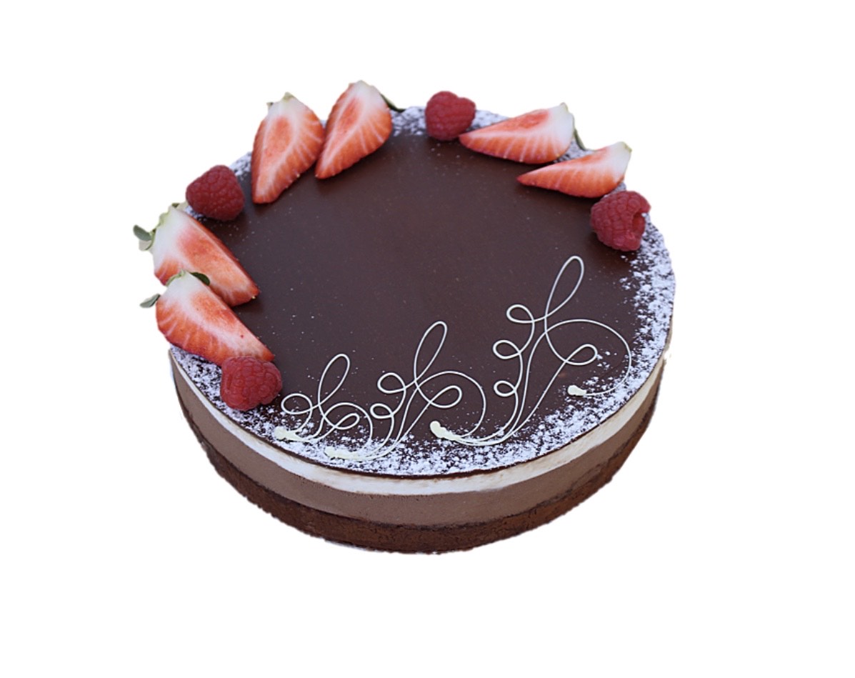 Order Dark Chocolate and White Chocolate Whole Cake food online from Les Delices French Bakery store, Rockville on bringmethat.com